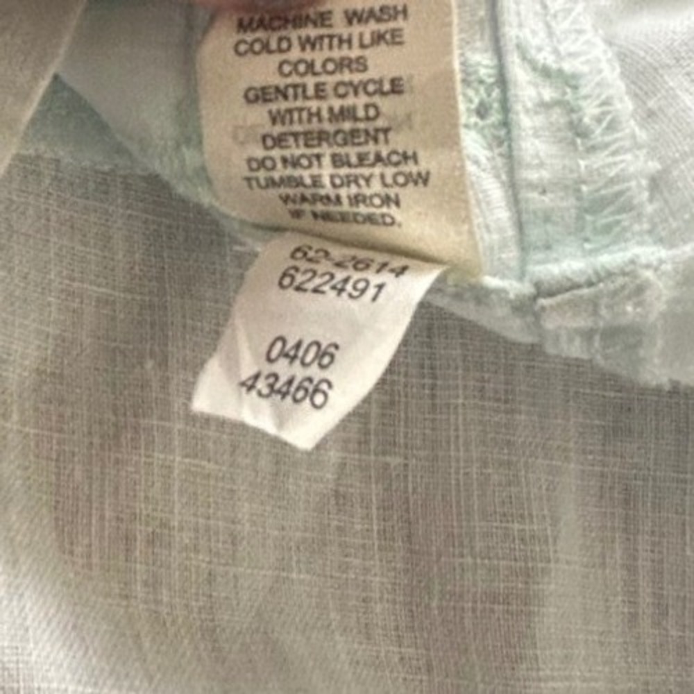 J. Jill Linen Sleeveless Top Shirt Blouse Medium Mint Green Eyelet Cottagecore - Picture 7 of 7